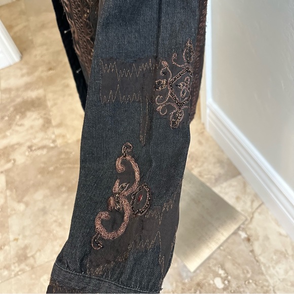 Chico’s jean blazer jacket w/copper embroidery. So much detail. - Picture 6 of 12